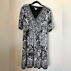 Dress Barn Business Casual Dress with black and white flowers